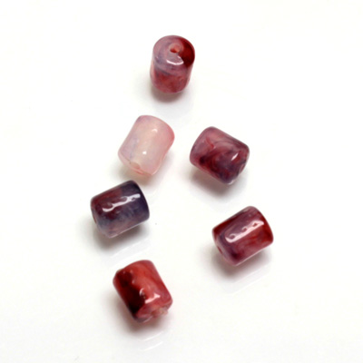 Plastic  Bead - Mixed Color Smooth Tube 07x6MM AMETHYST AGATE