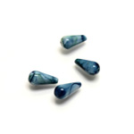 Plastic Bead - Marbelized Smooth Pear 11x5MM SEA BLUE