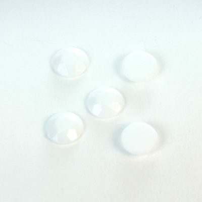 Plastic Flat Back Rose Cut Rhinestone - Round 09MM CHALKWHITE