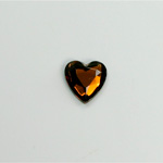 Glass Flat Back Rose Cut Fancy Foiled Stone  - Heart 09x8MM SMOKE TOPAZ