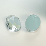 Plastic Flat Back 2-Hole Foiled Sew-On Stone - Oval 25x18MM CRYSTAL