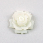 Plastic Carved No-Hole Flower - Rose 33x20MM TRANS MATTE WHITE