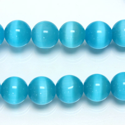 Fiber-Optic Synthetic Bead - Cat's Eye Smooth Round 10MM CAT'S EYE AQUA