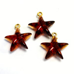 Plastic Pendant - Star with Brass Loop 15MM TORTOISE