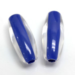 Plastic Bead - Color Lined Smooth Oval 34x15MM CRYSTAL BLUE