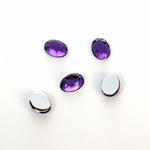 Plastic Flat Back Foiled Rose Cut Rhinestone - Oval 08x6MM AMETHYST