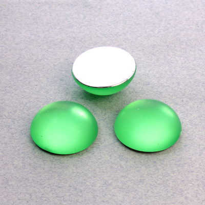 Plastic Flat Back Foiled Cabochon - Round 18MM MATTE PERIDOT