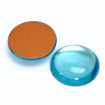 Glass Medium Dome Foiled Cabochon - Round 21MM AQUA