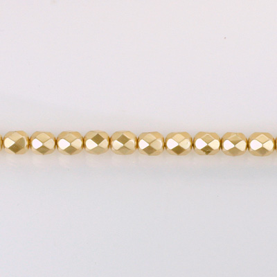 Czech Glass Pearl Faceted Fire Polish Bead - Round 03MM GOLD 70486