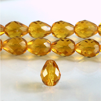 Czech Glass Fire Polish Bead - Pear 16x12MM TOPAZ