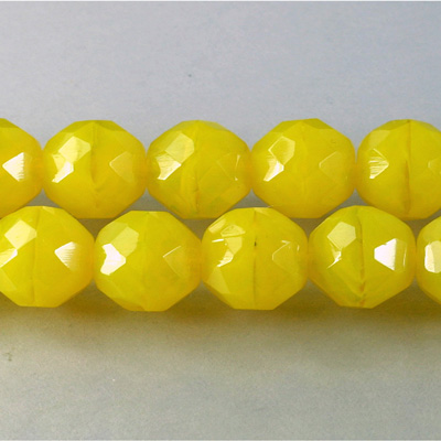 Czech Glass Fire Polish Bead - Round 12MM OPAL YELLOW