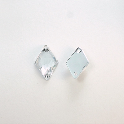 Plastic Flat Back 2-Hole Foiled Sew-On Stone - Diamond 18x11MM CRYSTAL