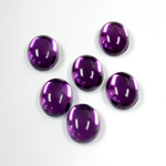 Plastic Flat Back Foiled Cabochon - Oval 10x8MM AMETHYST