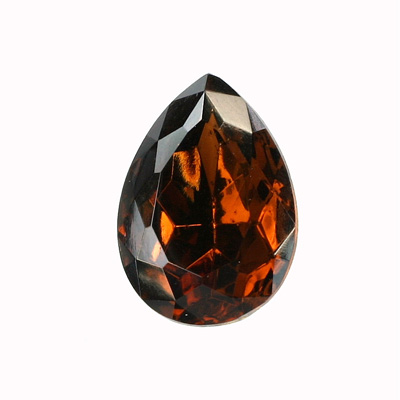 Glass Point Back Foiled Tin Table Cut (TTC) Stone - Pear 25x18MM SMOKE TOPAZ