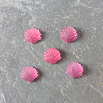 Glass Cabochon - Shell 08x7MM MATTE Rose Foiled