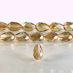 Czech Glass Fire Polish Bead - Pear 10x7MM 1/2 Coated CELSIAN