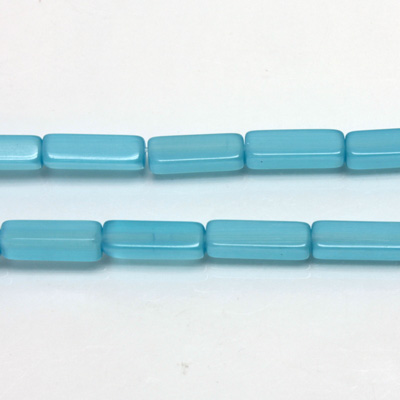 Fiber Optic Synthetic Cat's Eye Bead - Rectangle Smooth 13x4MM CAT'S EYE AQUA