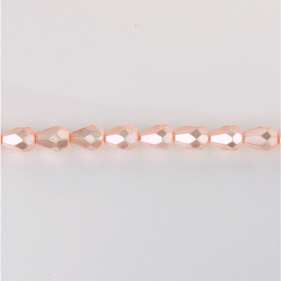 Czech Glass Pearl Faceted Fire Polish Bead - Pear 08x6MM LT ROSE 70424