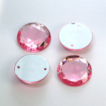 Plastic Flat Back 2-Hole Foiled Sew-On Stone - Round 18MM LT ROSE