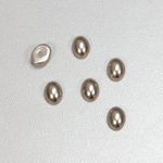 Glass Medium Dome Pearl Dipped Cabochon - Oval 08x6MM LIGHT BROWN