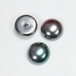 Glass Medium Dome Pearl Dipped Cabochon - Round 16MM BLACK TAHITI