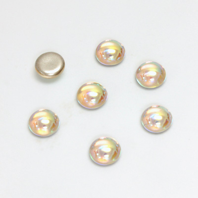 Glass Medium Dome Foiled Cabochon - Round 07MM CRYSTAL AB