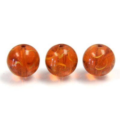Czech Glass Lampwork Bead - Round 12MM FLAWED TOPAZ