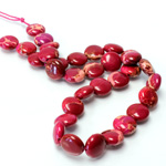 Gemstone Bead - Smooth Round Lentil 10MM SEA SEDIMENT JASPER DYED DARK PINK