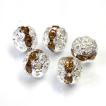 Filigree Rhinestone Ball with Center Line Crystals - 08MM LT TOPAZ-SILVER