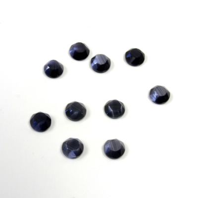 Fiber-Optic Flat Back Stone with Faceted Top and Table - Round 04MM CAT'S EYE GREY