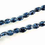 Czech Pressed Glass Bead - Flat Oval 08x6MM SPECKLE SAPPHIRE 64389