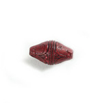 Plastic Engraved Bead - Fancy Bicone 19x11MM INDOCHINE RED