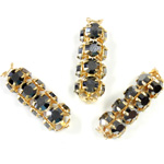 Preciosa Rhinestone Rondelle Crystal Tubes 20x7MM HEMATITE/GOLD