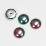 Glass Medium Dome Pearl Dipped Cabochon - Round 13MM BLACK TAHITI