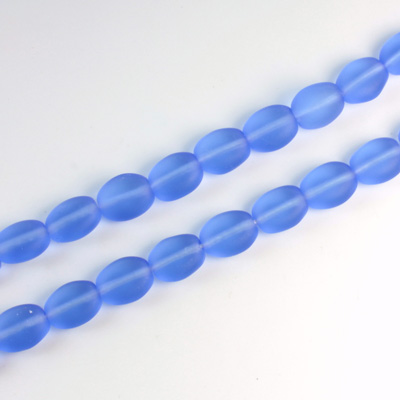 Czech Pressed Glass Bead - Flat Oval 08x6MM MATTE SAPPHIRE