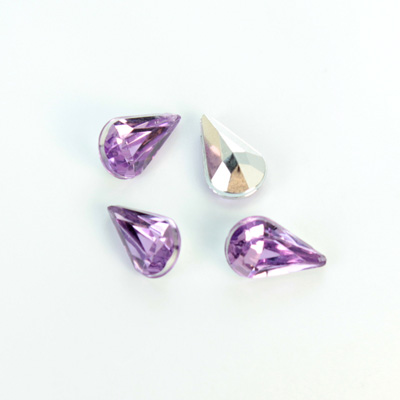 Plastic Point Back Foiled Stone - Pear 13x8MM LT AMETHYST