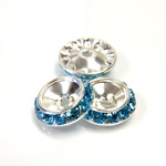 Czech Rhinestone Rondelle Shrag Rivoli Back Setting - Round 15MM outside with 10.5mm (ss47) Recess AQUA-SILVER