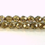 Czech Glass Fire Polish Bead - Round 08MM LUMI COATED TAUPE