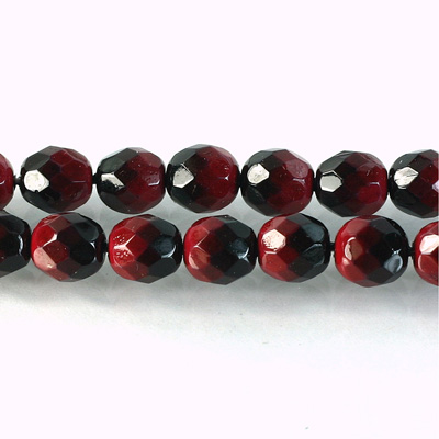Czech Glass Fire Polish Bead - Round 08MM BLACK-RED 89095