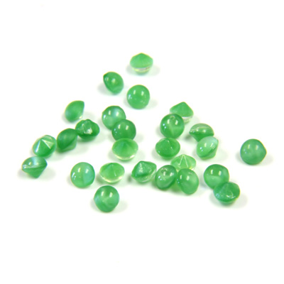 Glass Point Back Buff Top Stone Opaque Doublet - Round 12SS GREEN MOONSTONE