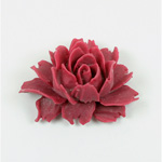 Plastic Carved No-Hole Flower - Rose 43x32MM MATTE MAROON