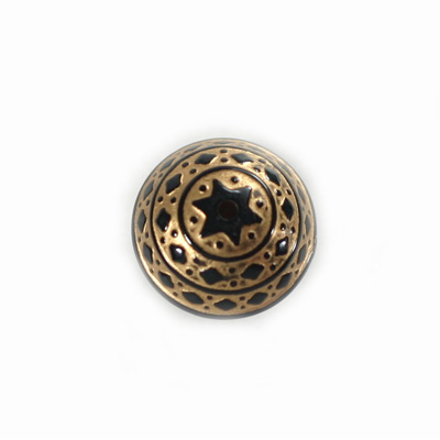 Plastic Engraved Bead - Wheel 18x15MM GOLD on JET