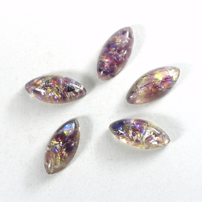Glass Medium Dome Lampwork Cabochon - Navette 15x7MM AMETHYST OPAL (02206)