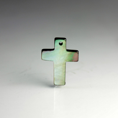 Shell Pendant - Smooth Flat Cross 18x13MM BLACK TAHITI PEARL