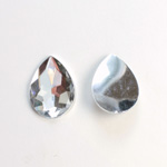 Plastic Flat Back Foiled Rauten Rose Rhinestone - Pear 25x18MM CRYSTAL