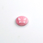 German Glass Cameo Butterfly Oval 10x8MM WHITE ON PINK