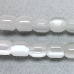 Fiber Optic Synthetic Cat's Eye Bead -  Faceted Barrel 10x8MM CAT'S EYE WHITE