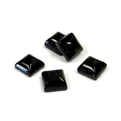 Glass High Dome Lampwork Cabochon - Square 06x6MM JET