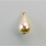 Glass Bead with 1 Brass Loop Pearl Pear Shape 18x11MM CREME