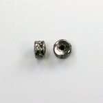 Metalized Plastic Engraved Bead - Rondelle 06MM ANT SILVER